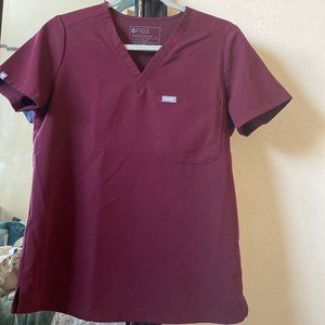 Figs Catarina Scrub Top Burgundy